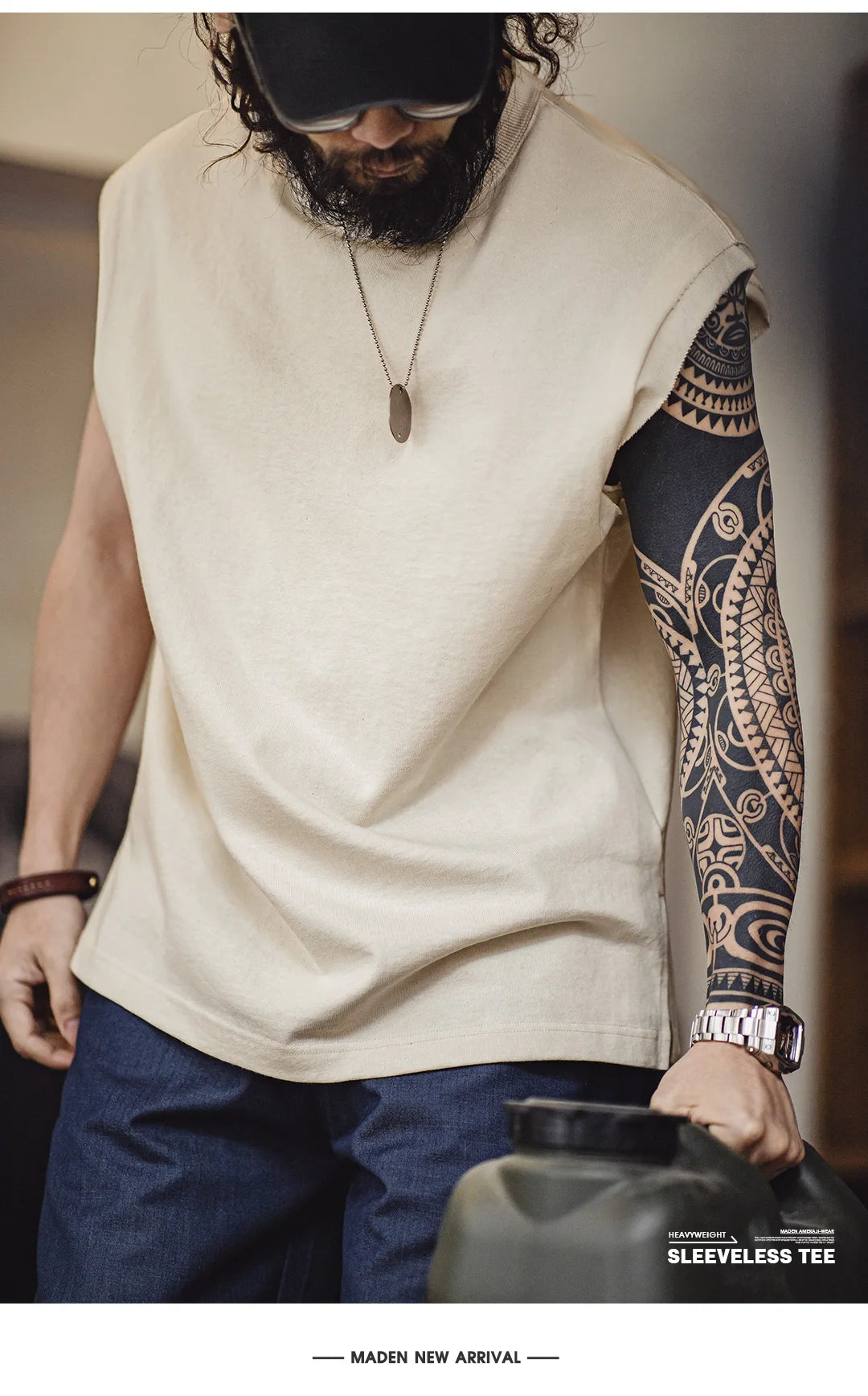 Men's Vintage Heavyweight Knitted Broad Shoulder Vest | Summer Tee