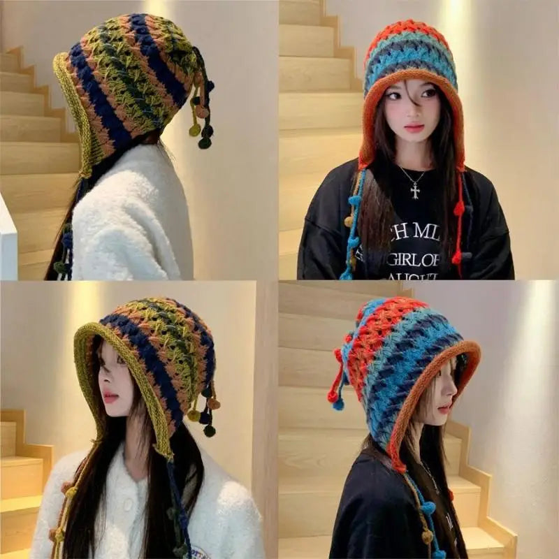 Women's Cute Bear Plush Knitted Hat | Cozy Winter Beanie