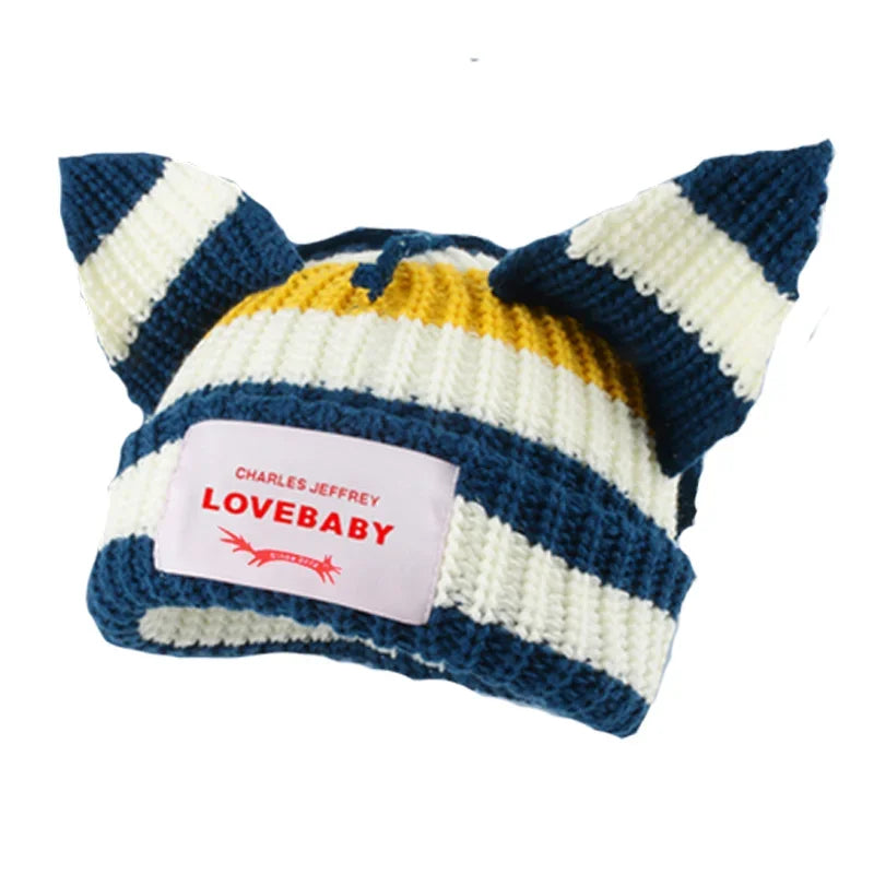 Unisex Long Fox Ears Knitted Beanie | Y2K Bunny Rabbit Hat
