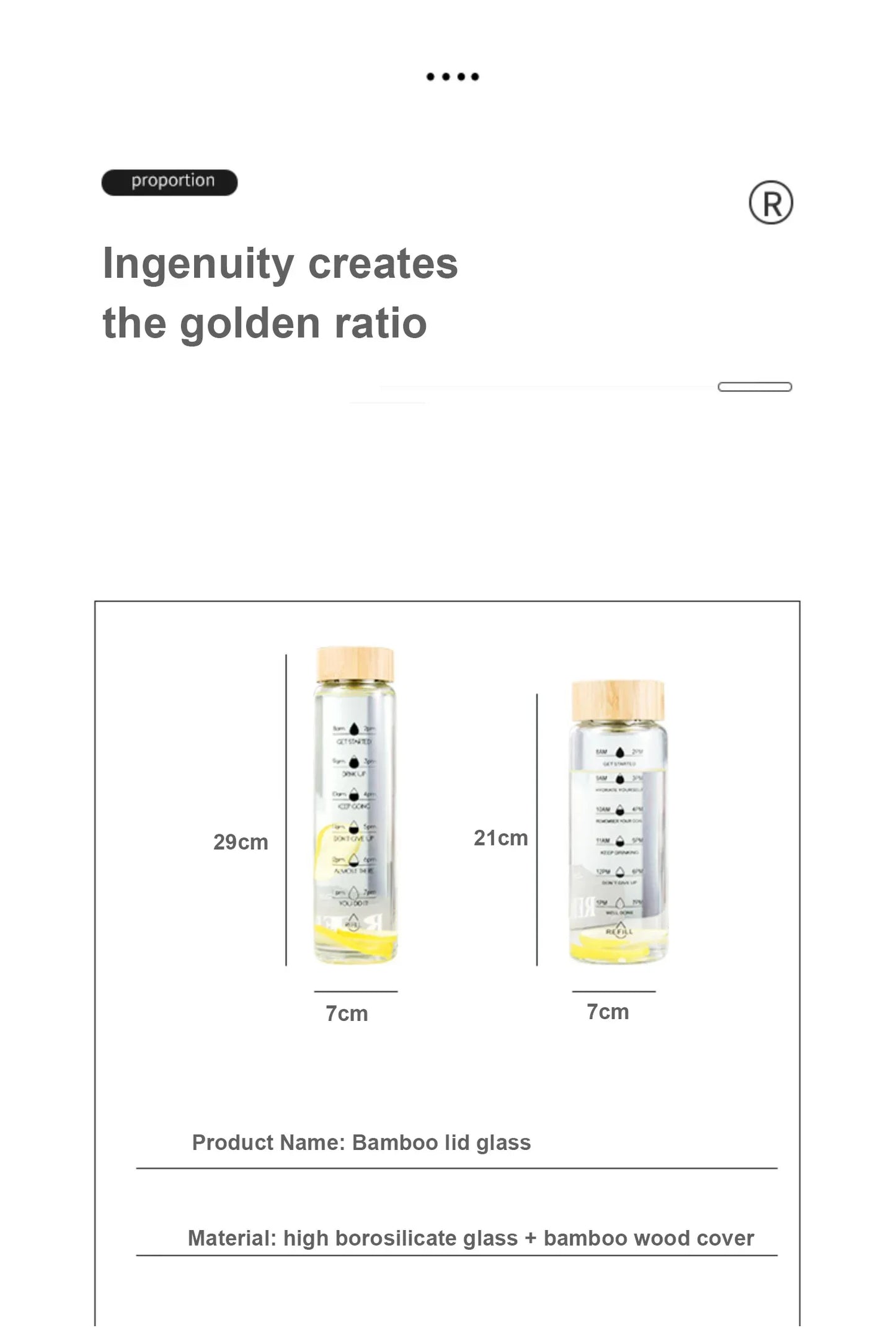 Large Capacity Glass Water Bottle with Time Marker | 1000ml