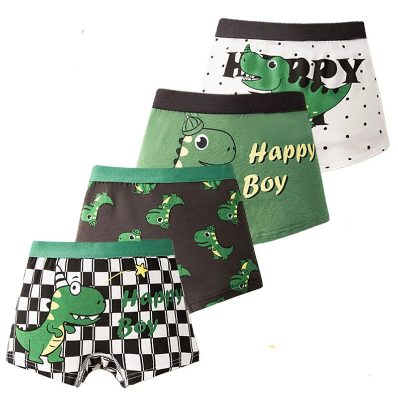 Multipack Dinosaur Pattern Boys Boxer Briefs | Breathable Kids Underwear