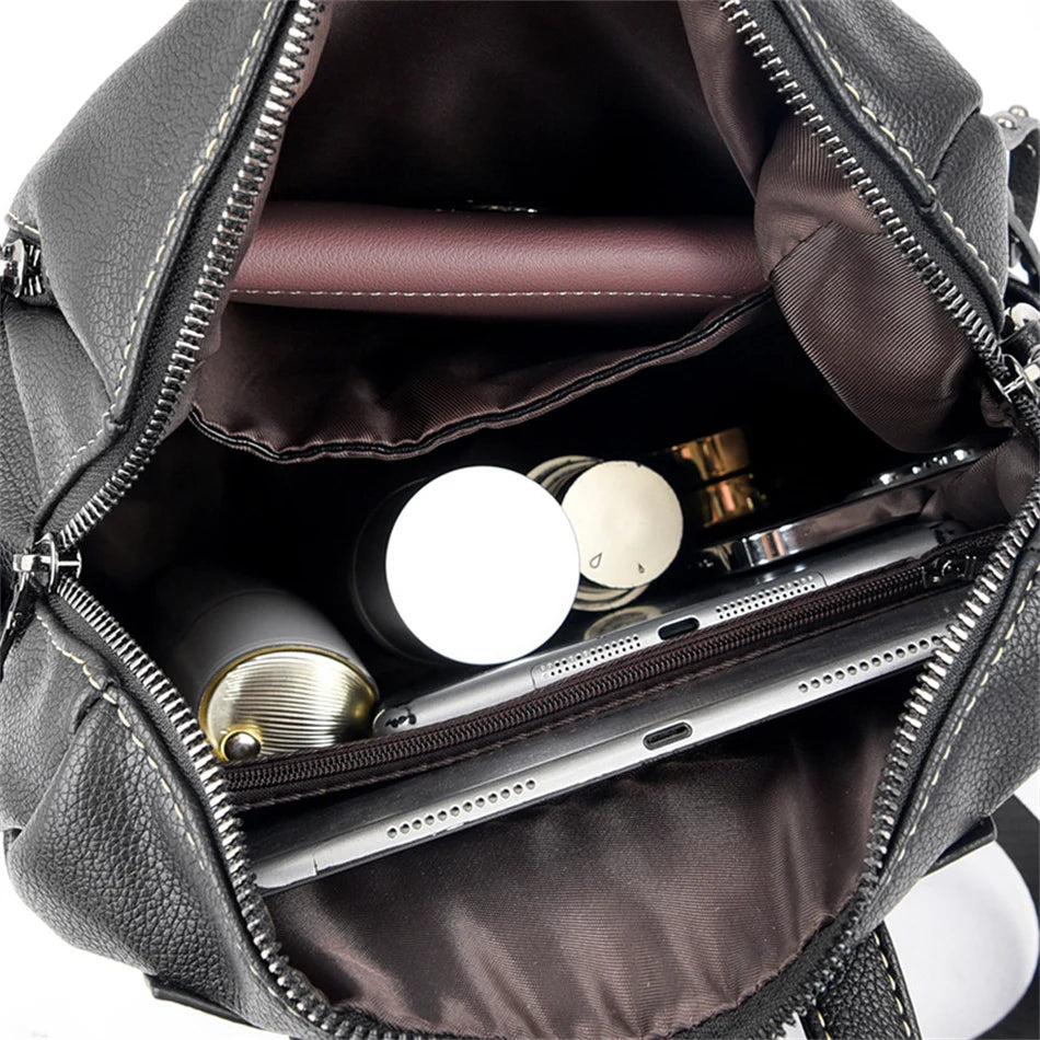 Mochila de cuero impermeable elegante para estudiantes jóvenes | Duradera y a la moda