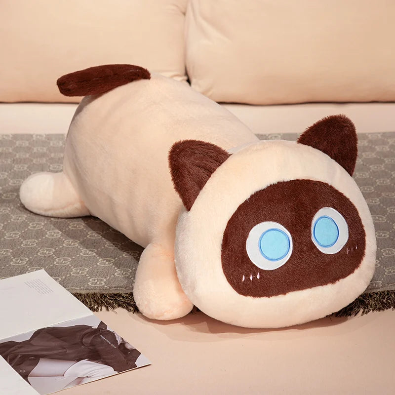 Big Long Lying Black Cat Plushie | Cozy Cushion Pillow