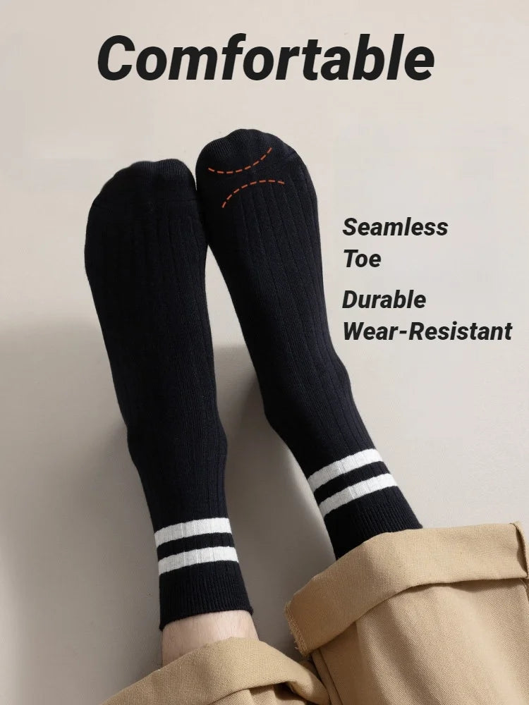 Men's Striped Mid Tube Socks | Breathable Casual Comfort