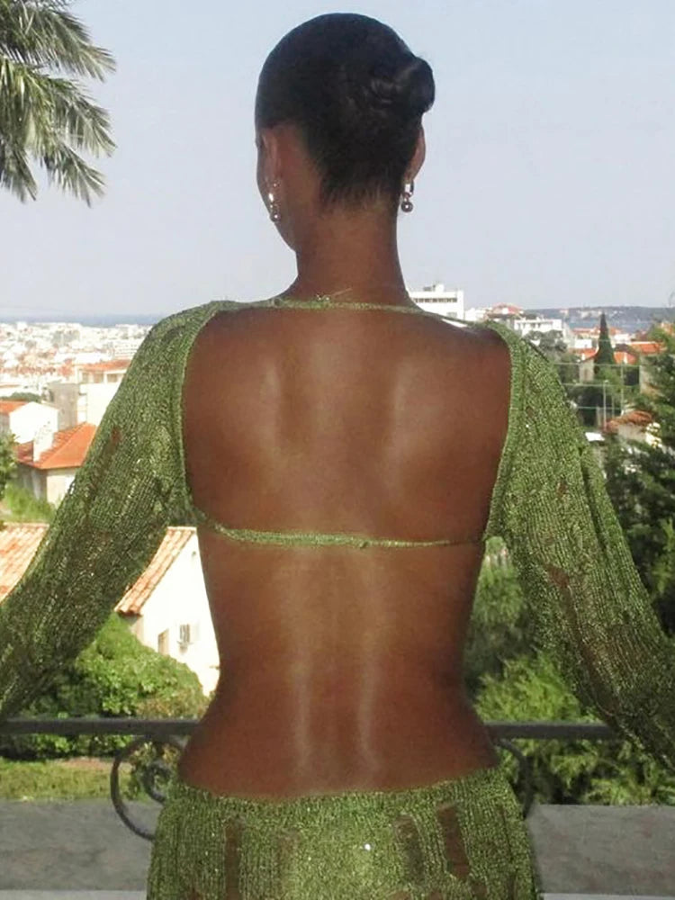 Elegant Hollow Out Backless Maxi Dress | Summer Women’s Fashion