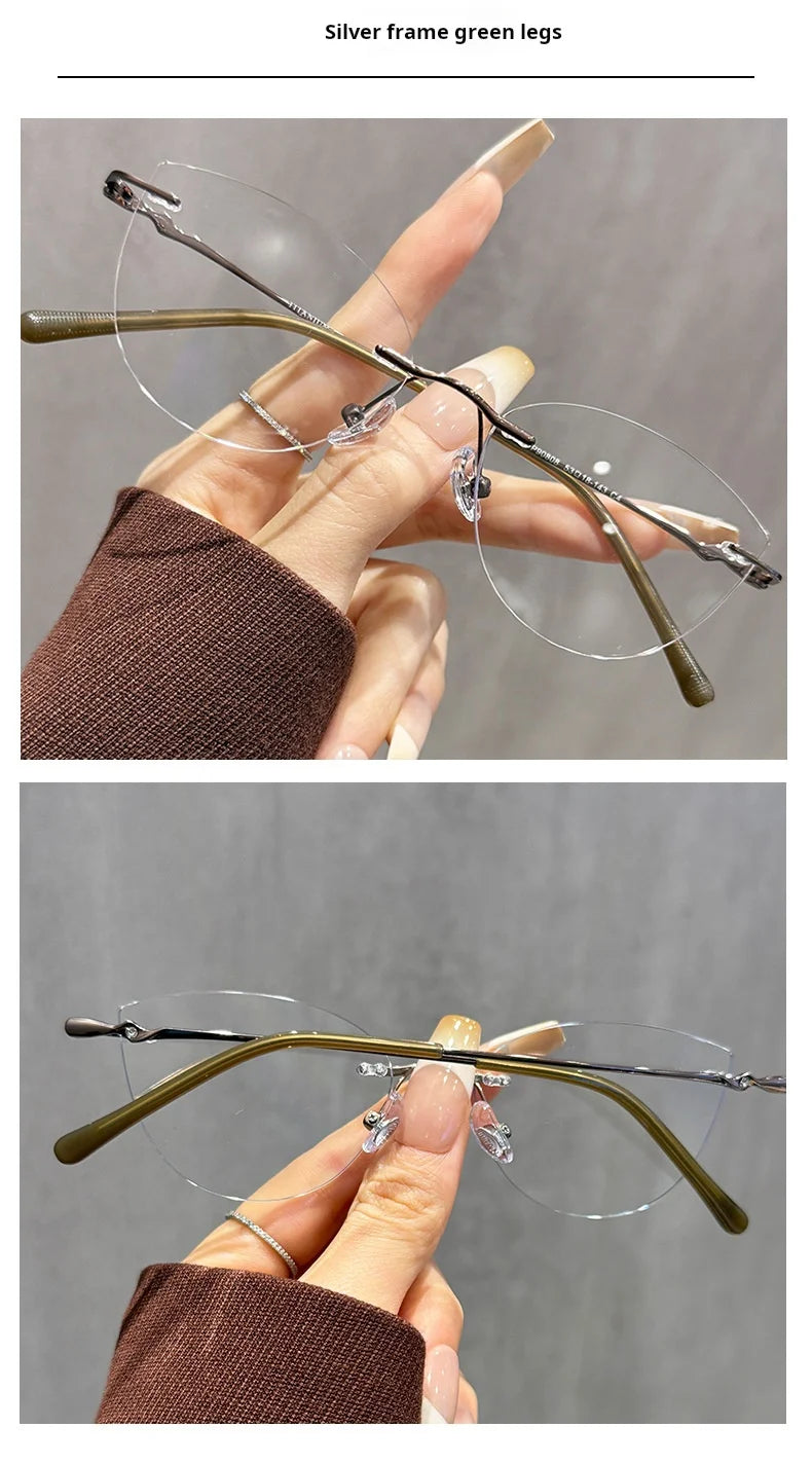 Cat Eye Prescription Rimless Glasses for Women | Stylish Eyewear
