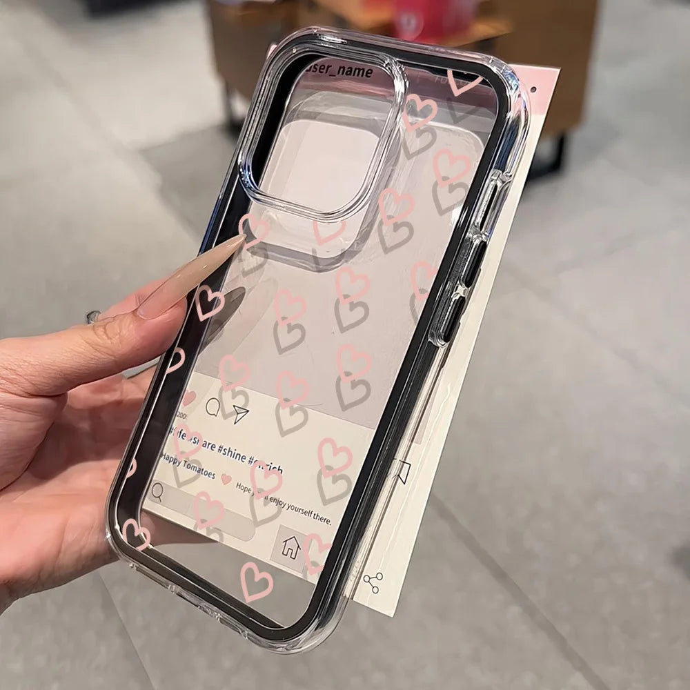 Funda de iPhone Corazón de Amor | Carcasa Transparente Antichoque 2 EN 1