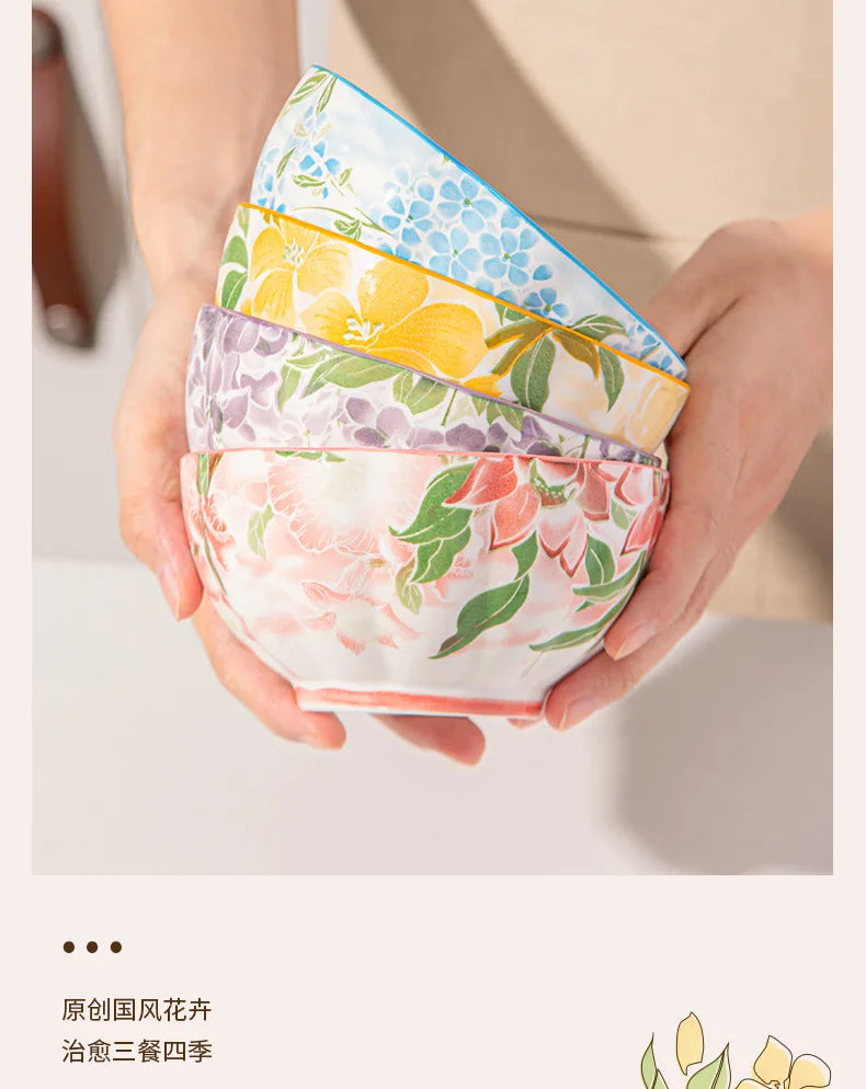 Elegante bol de cerámica estilo japonés para arroz | Vajilla perfecta para el hogar
