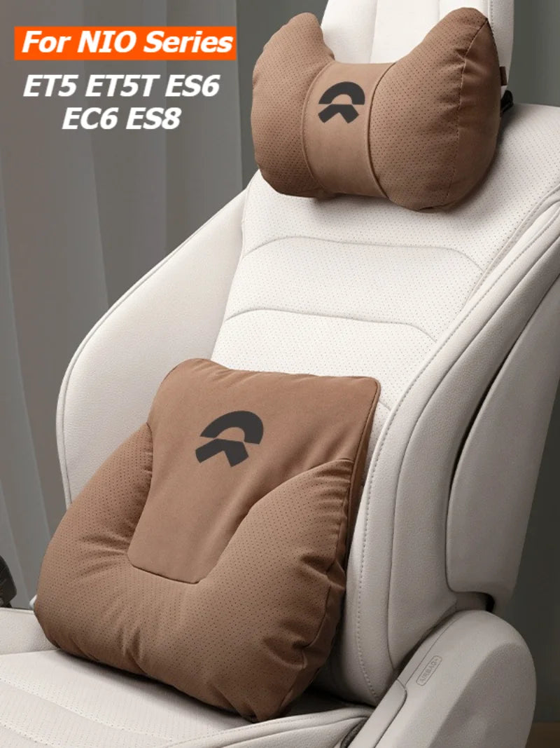 Premium Leather Car Neck Pillow | Ultimate Lumbar Support