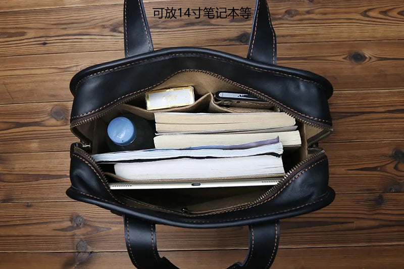 Men's Leather Messenger Bag | Casual Briefcase for 14 Inch Laptop