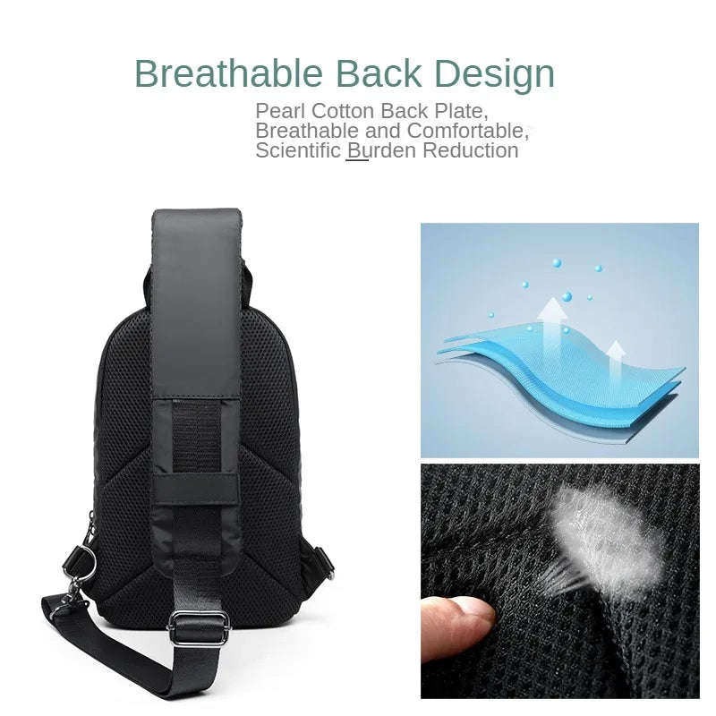 Waterproof Nylon Sling Bag | Anti-Theft Travel Chest Backpack