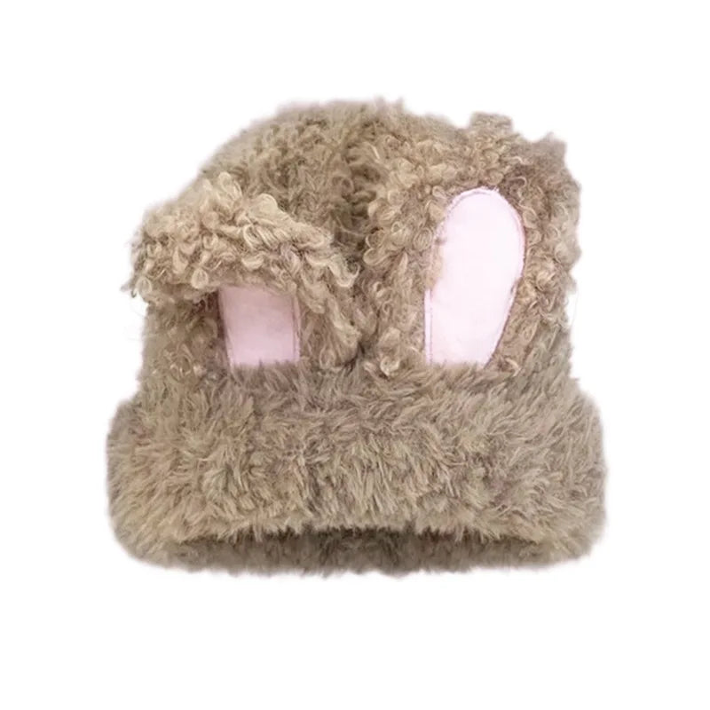 Cute Plush Knitted Rabbit Ear Hat | Warm Winter Protection for Kids