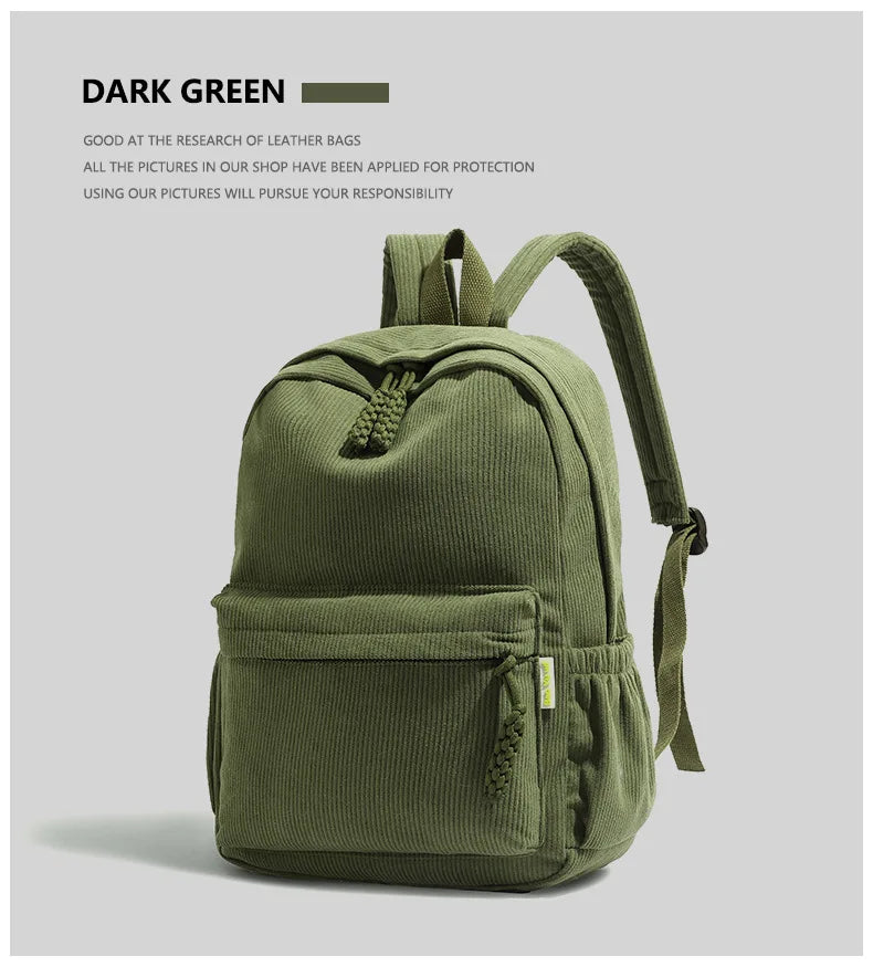 Stylish Neutral Corduroy Backpack | Versatile Large Capacity Daypack