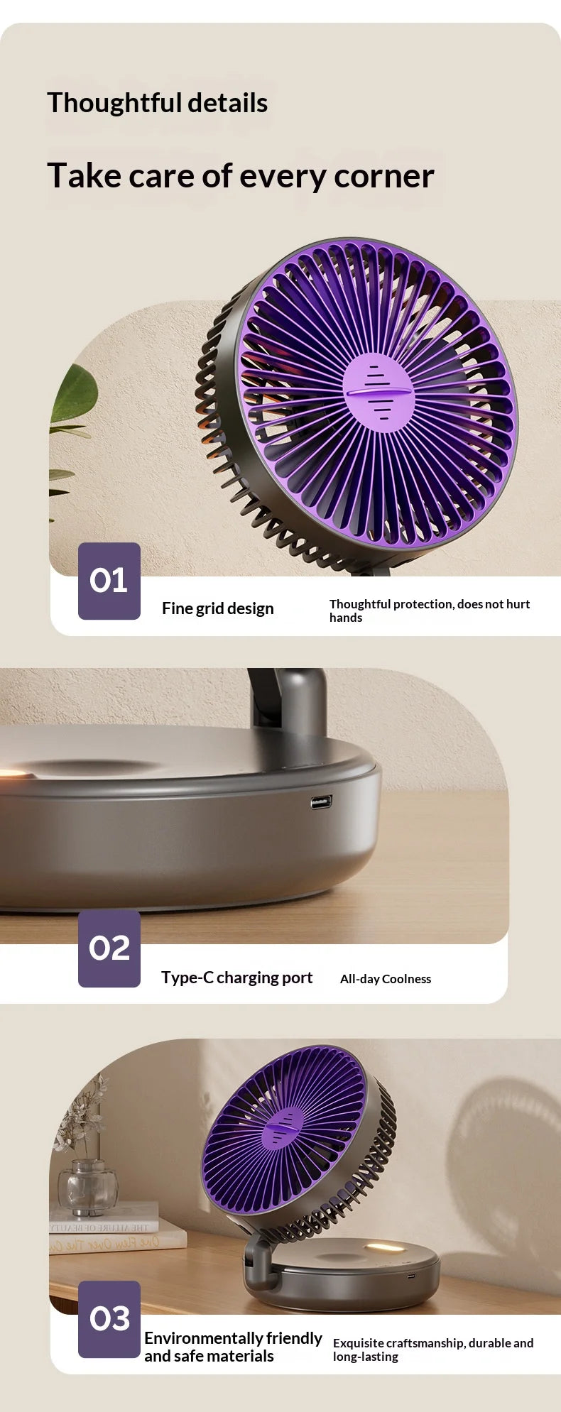 5000mAh Foldable Glow-in-the-Dark Wall Mount Fan | Portable and Quiet
