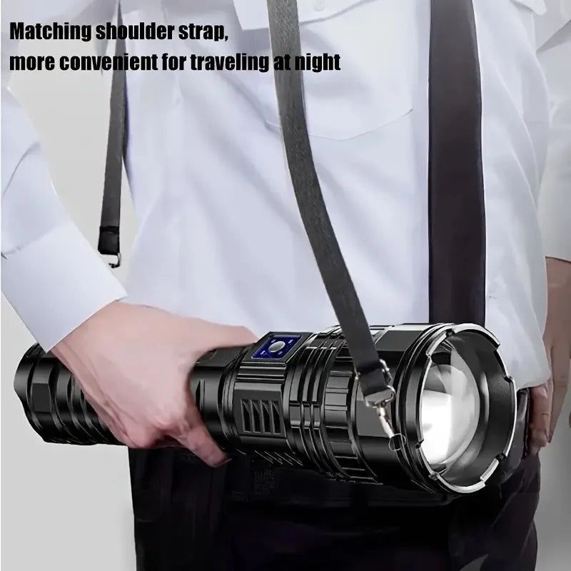 Super Bright Handheld LED Flashlight | Rechargeable & Adjustable Zoom