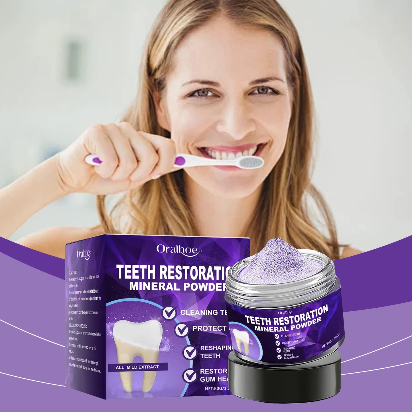 Purple Tooth Whitening Powder | Remove Stains & Freshen Breath