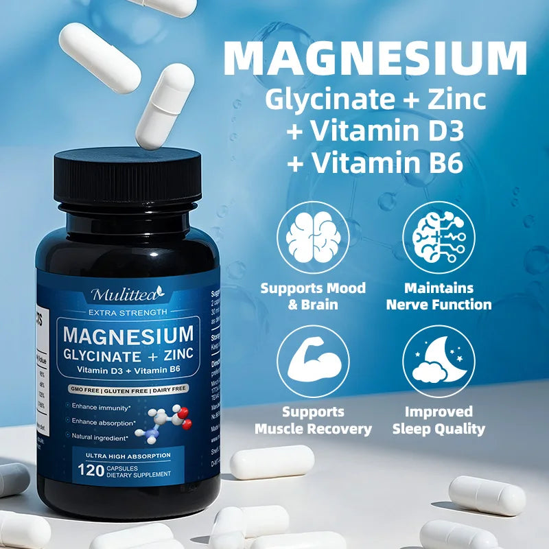 Magnesium Glycinate Vegan Capsules with Zinc & Vitamin D3