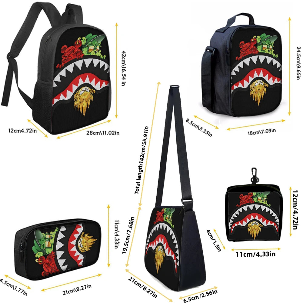 Trendy Shark Graphic Backpack Set | Perfect for School Adventures