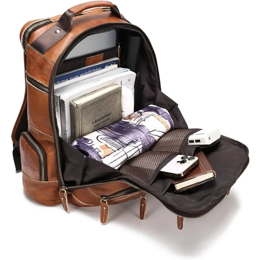 Mochila Vintage de Cuero Genuino | Elegante Mochila para Portátil de 15.6"