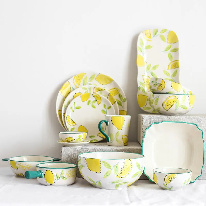 Japanese Style Ceramic Dining Set | Elegant Lemon Collection