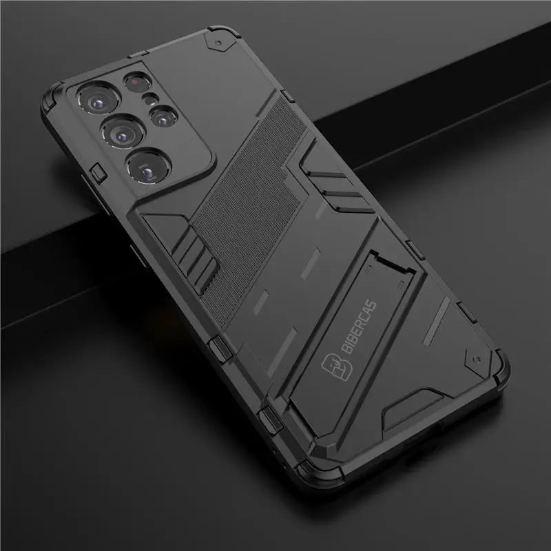 Solid Armor Cyber Shockproof Case For Samsung S25 Ultra S24 FE Ultra Plus A54 A55 A56 A36 A26 Tough Design Stand Cover