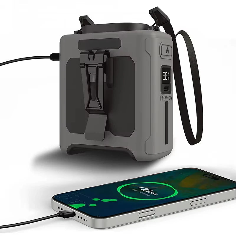 10000mAh Wearable Waist Fan | Hands-Free Cooling for Outdoor Use