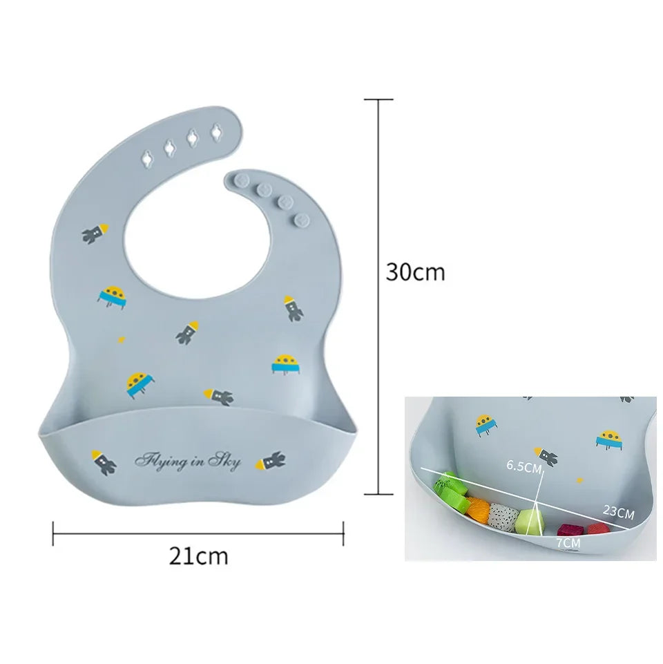 Adjustable Waterproof Silicone Baby Feeding Bibs for Kids