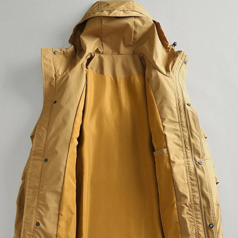 Men's Casual Hooded Windbreaker Jacket | Stylish Mid-Length Outerwear