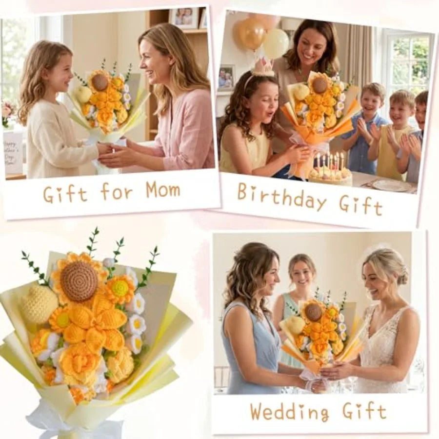 Handmade Crochet Flower Bouquet | Indoor Decorative Knitted Flowers