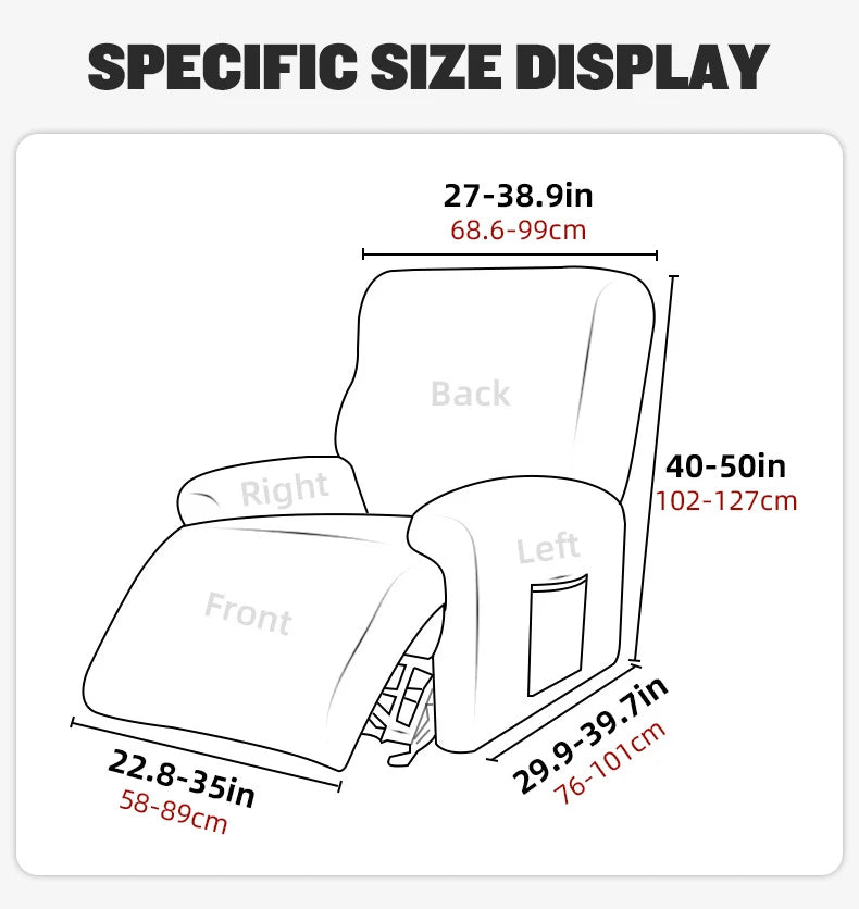 Printed Recliner Cover with Pockets | 4-Piece Furniture Protector