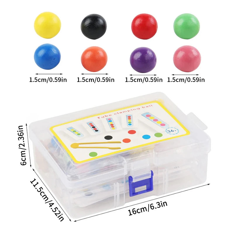 Colorful Wooden Beads Test Tube Toy | Fun Kids Color Sorting Game