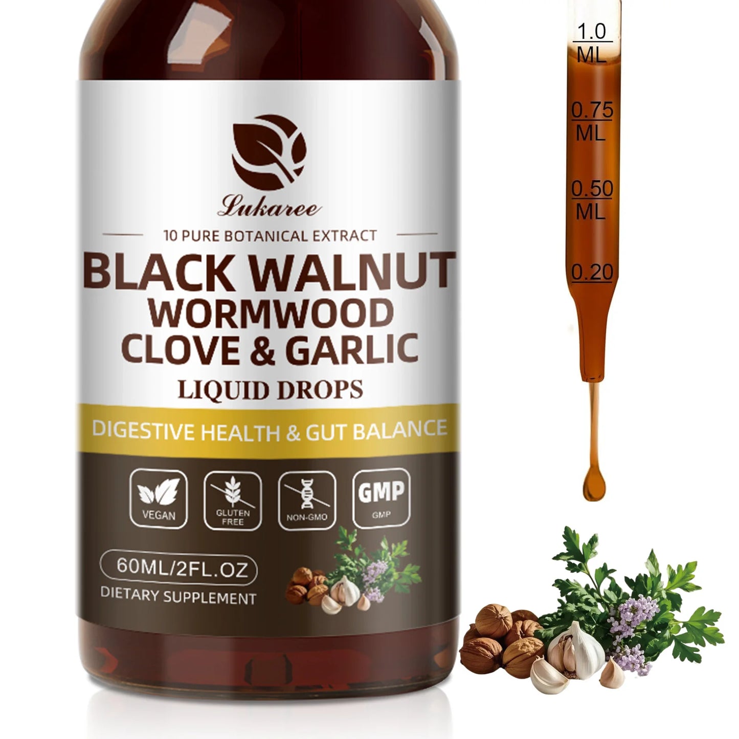 60ML Black Walnut Herbal Drops | Support Digestion & Immunity
