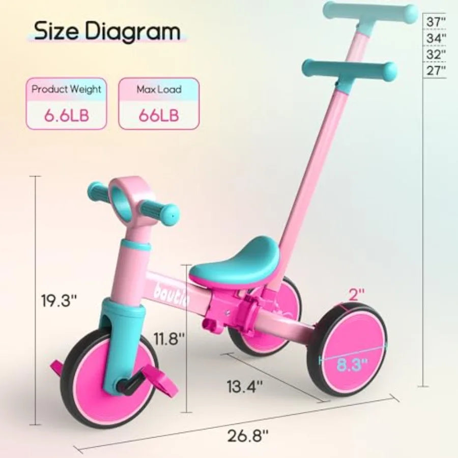 5-in-1 Tricycle with Push Handle for Toddlers | Perfect Adventure