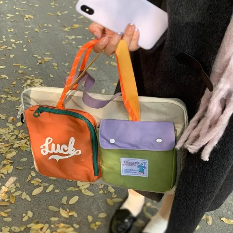 Women's Color Block Cartoon Pattern Computer Bag | Stylish & Portable