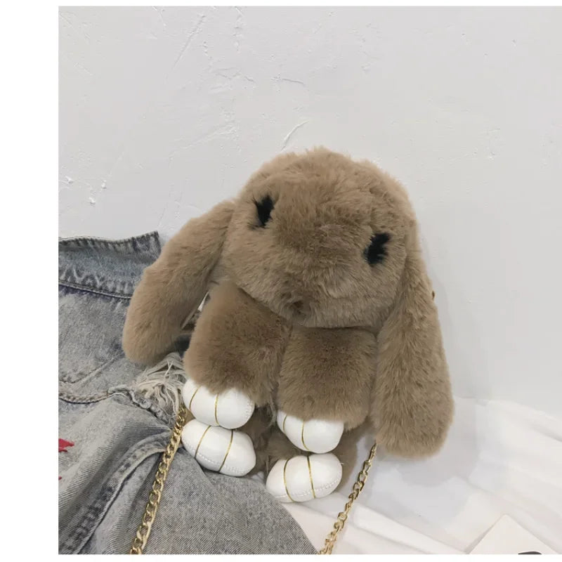 Bonito bolso bandolera de conejo de peluche | Encantador diseño cruzado