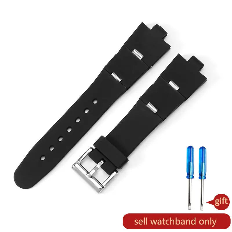 Men's Black Rubber Replacement Watch Band Strap | Comfortable & Durable