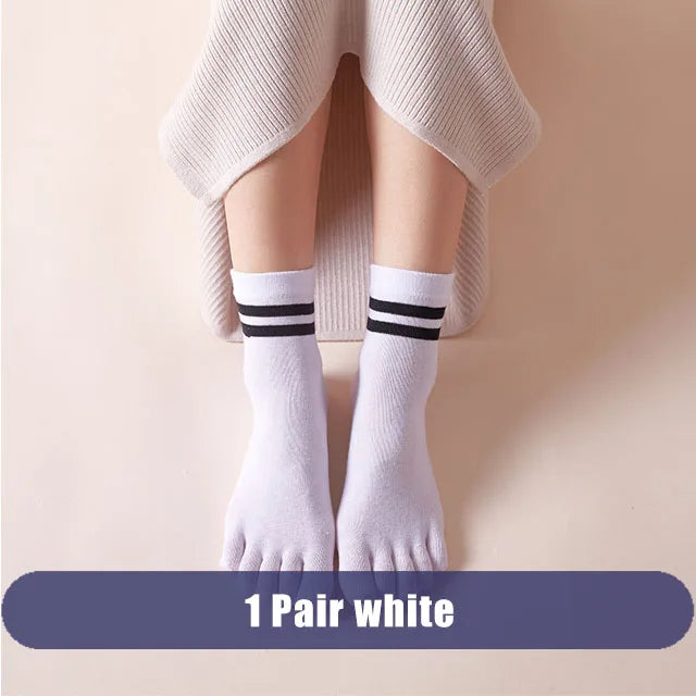 Women's Breathable Cotton Striped Invisible 5 Finger Socks | Soft Comfort