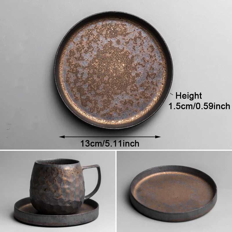 Vintage Ceramic Tea and Coffee Cup with Wooden Handle