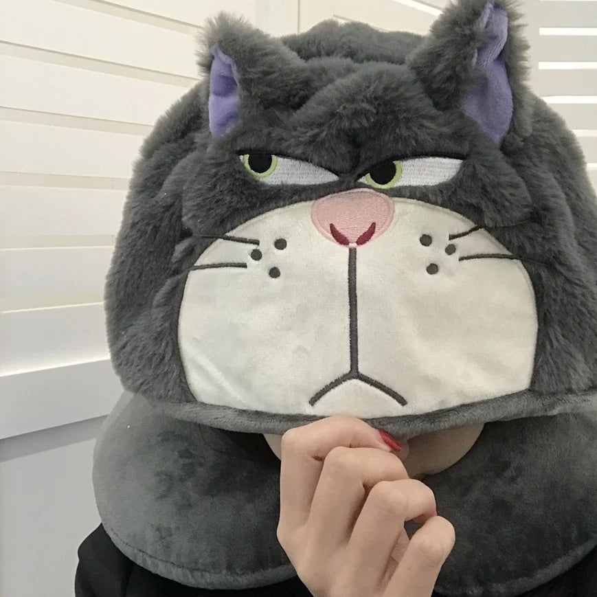 Kawaii Cat U-Shaped Neck Pillow | Cozy Hooded Travel Companion