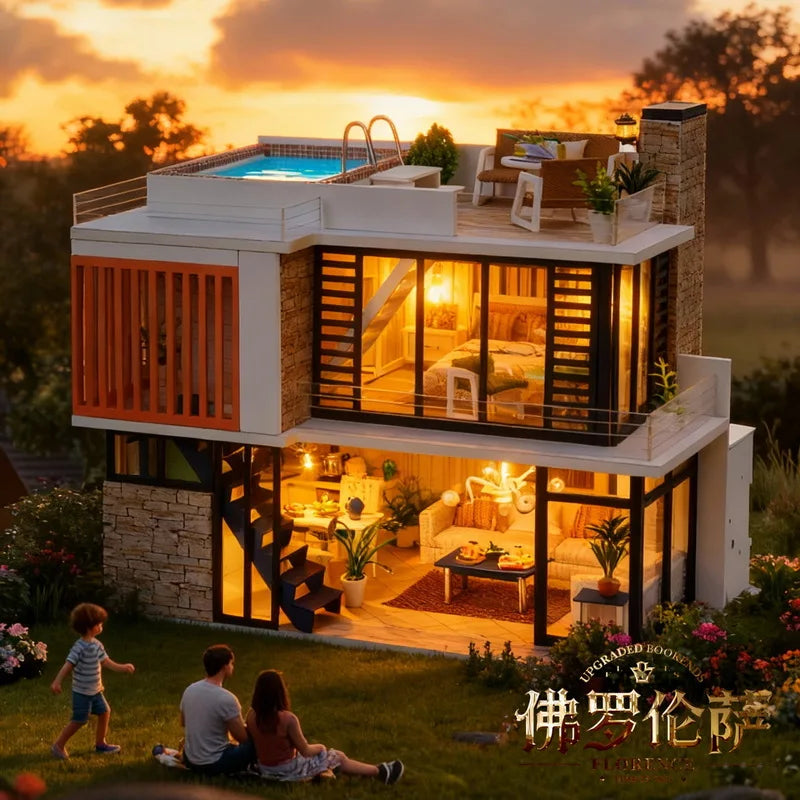 Modern European DIY Dollhouse Villa Kit | Creative Home Decor