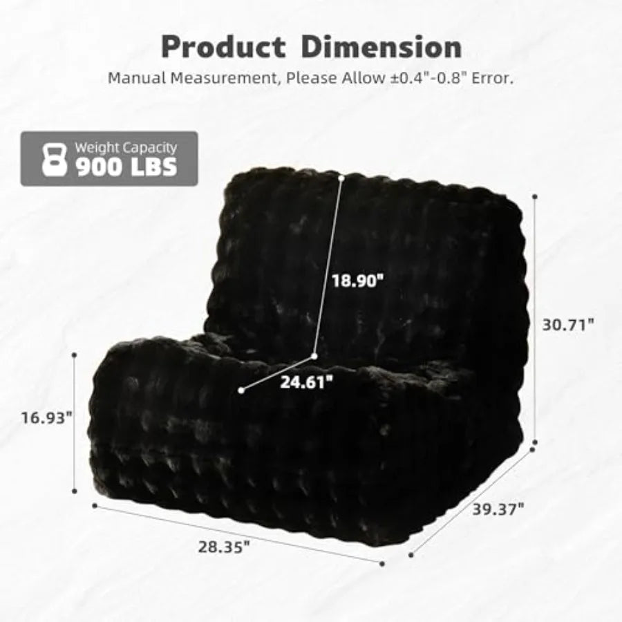 Giant Fluffy Bean Bag Chair for Adults | Oversized Floor Lounger
