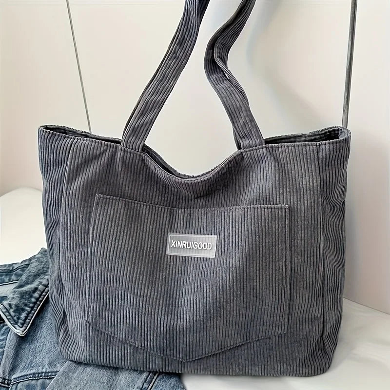 Bolso de hombro de pana para mujer de gran capacidad | Elegante y práctico