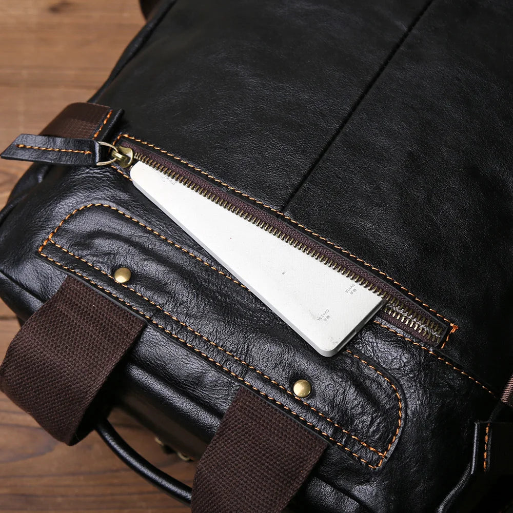 Retro Men's Leather Backpack | Spacious Vintage Computer Bag