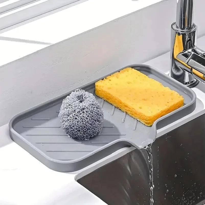 Versatile Silicone Kitchen Storage Rack Tray with Drainage Solution