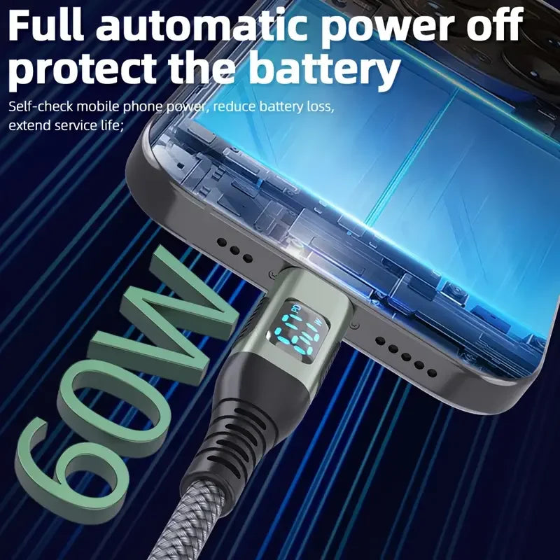 High Speed USB Type-C Fast Charging Cable with Digital Display