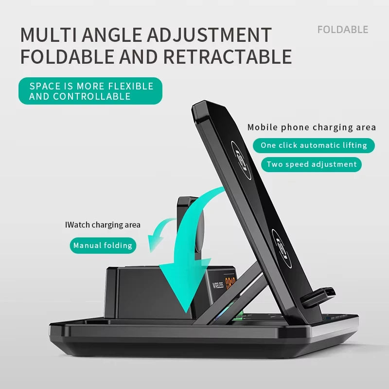 30W 3-in-1 Wireless Fast Charging Dock | Foldable Magnetic Charger