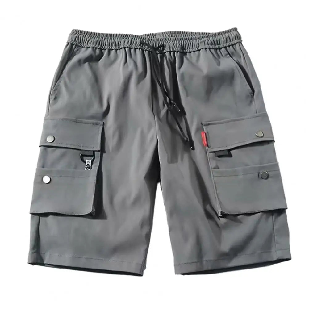 Men's Summer Cargo Shorts with Elastic Waist and Pockets