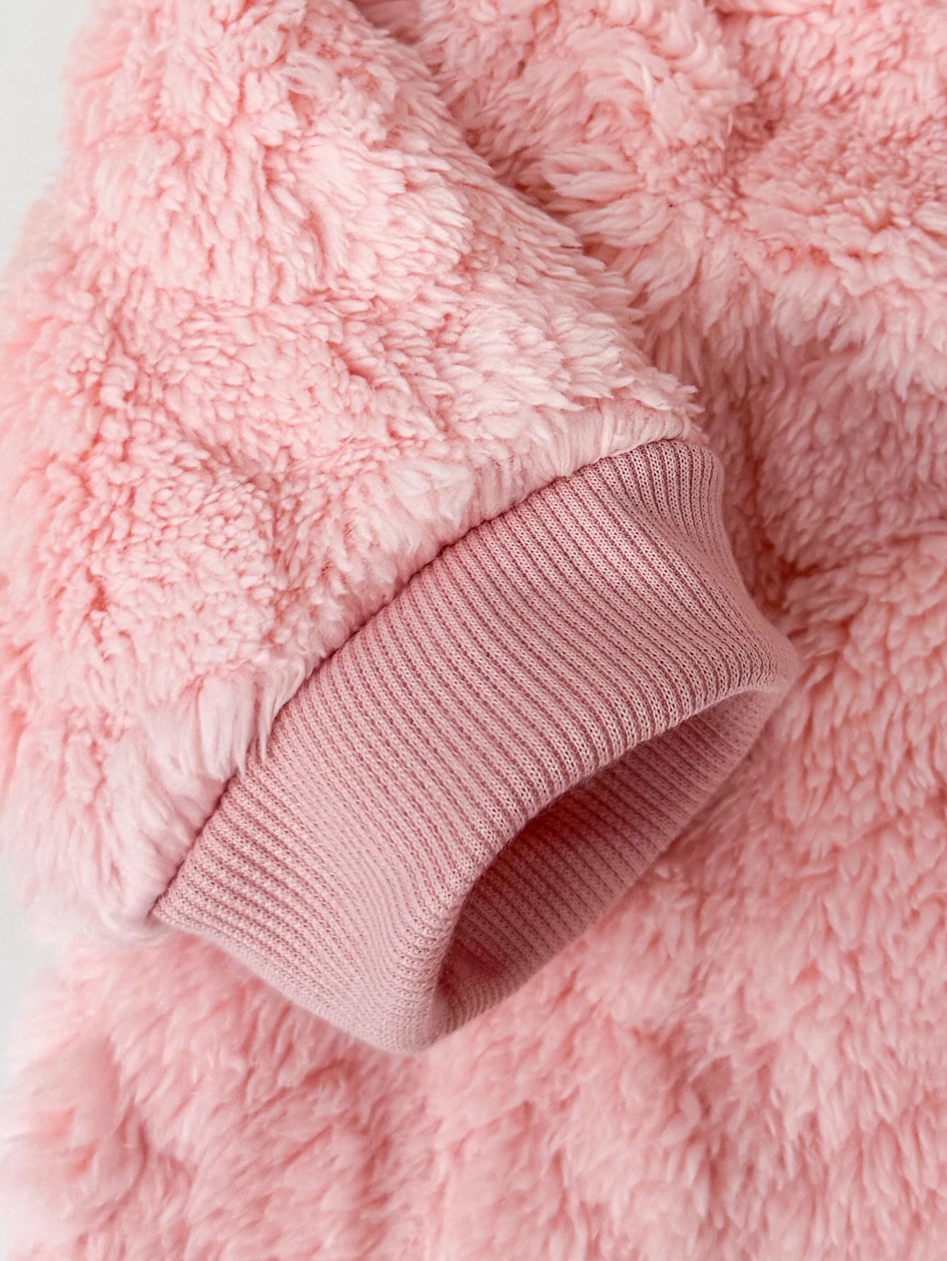 Cute Pink Fluffy Baby Romper Suit | Cozy Winter Outfit for Infants