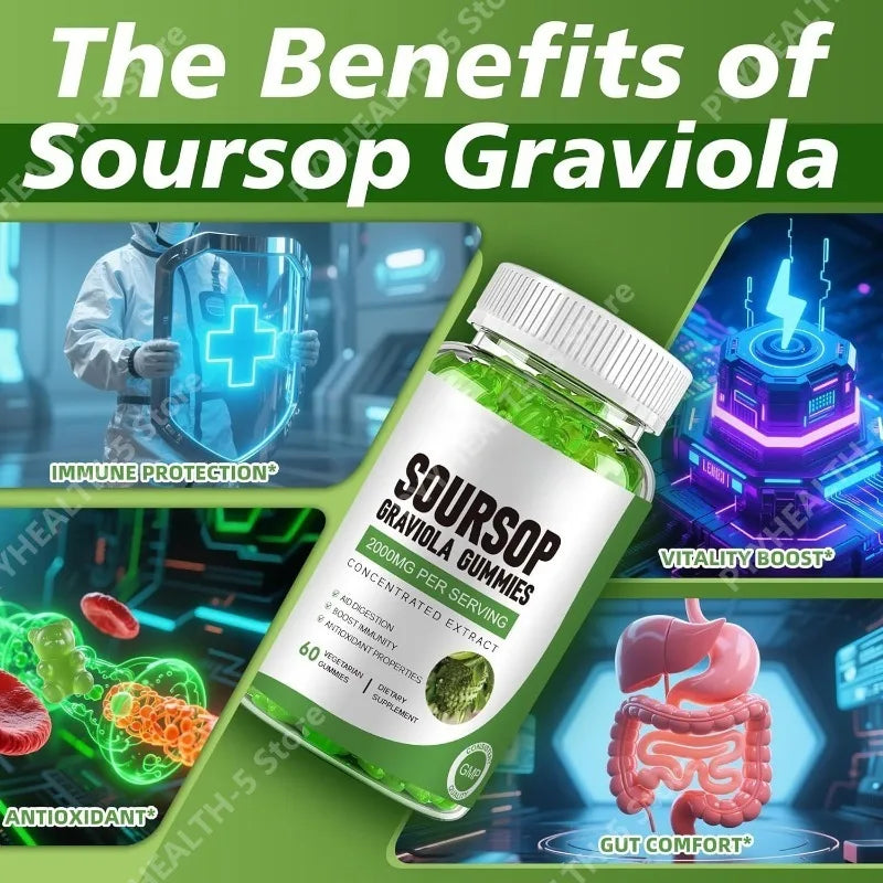 Soursop Graviola Gummies with Vitamin C & Zinc for Wellness