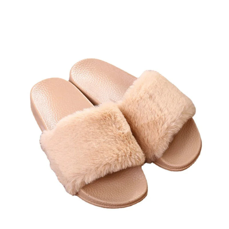 Women's Open Toe Fuzzy Plush Slippers | Cozy Winter House Slides